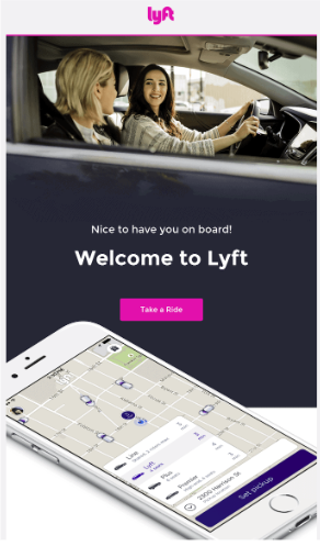 lead nurturing workflow: welcome email example, lyft, vendasta blog