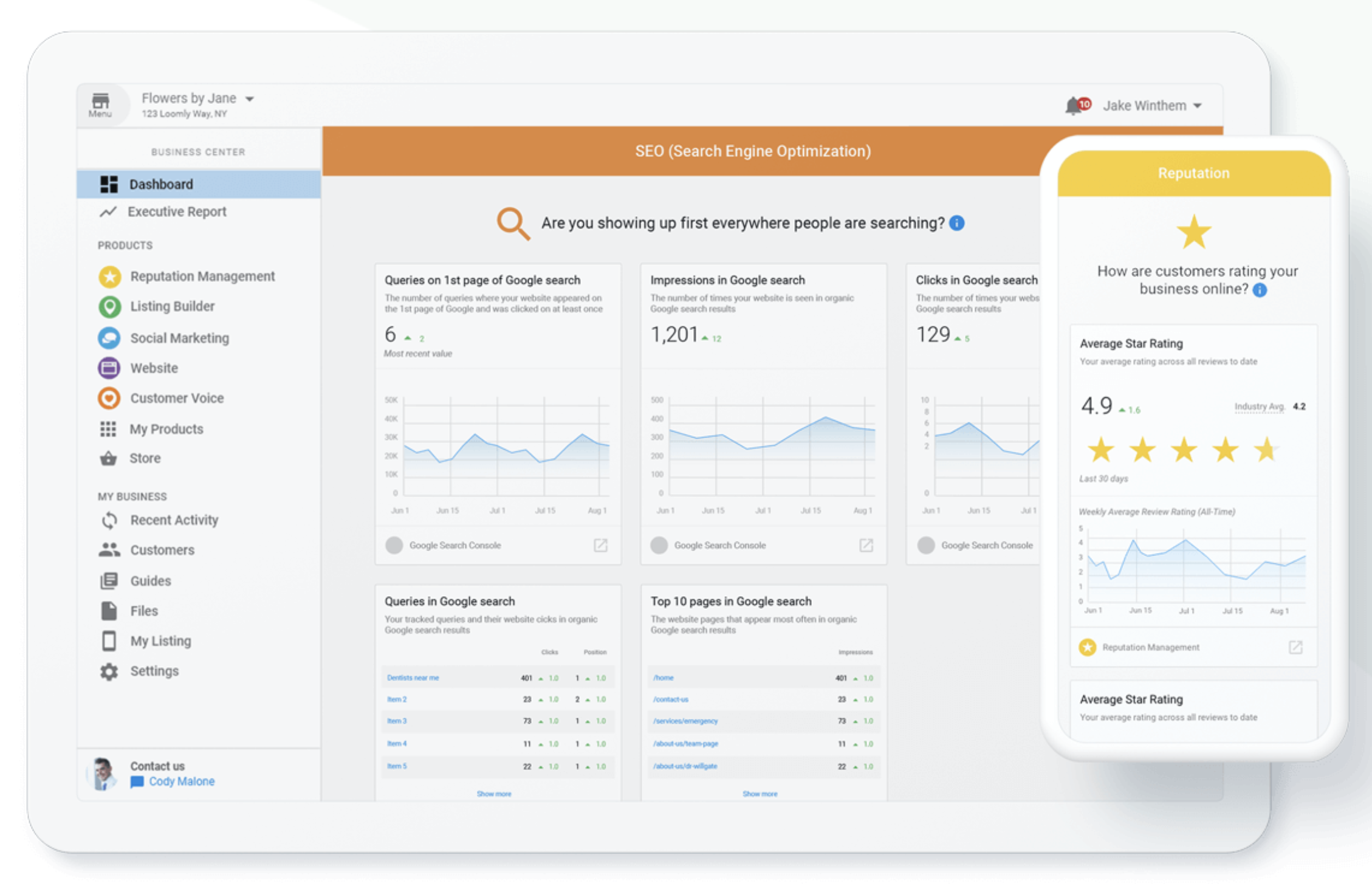 Vendasta Business App Dashboard