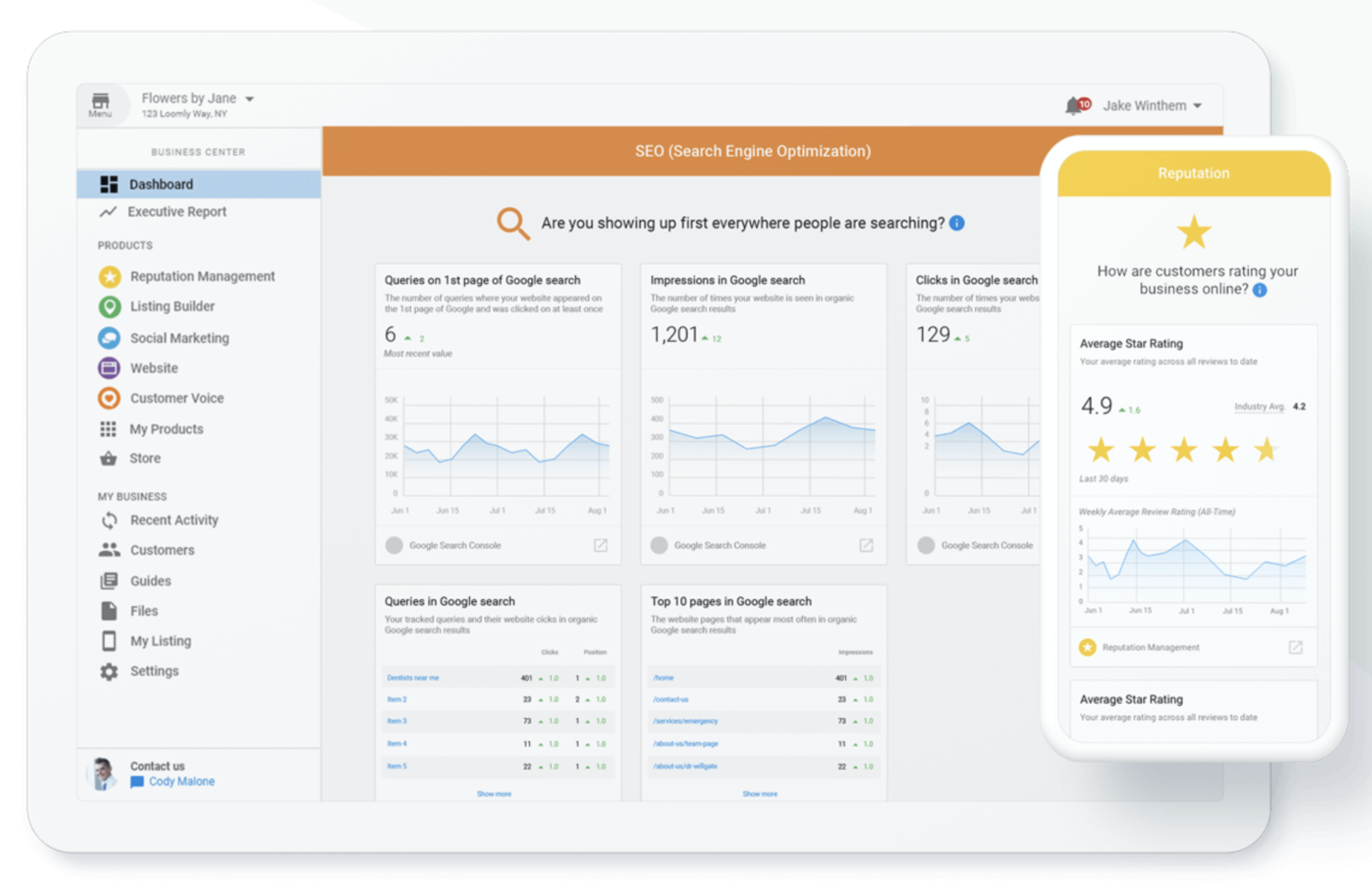 seo-integration: reporting tool, vendasta