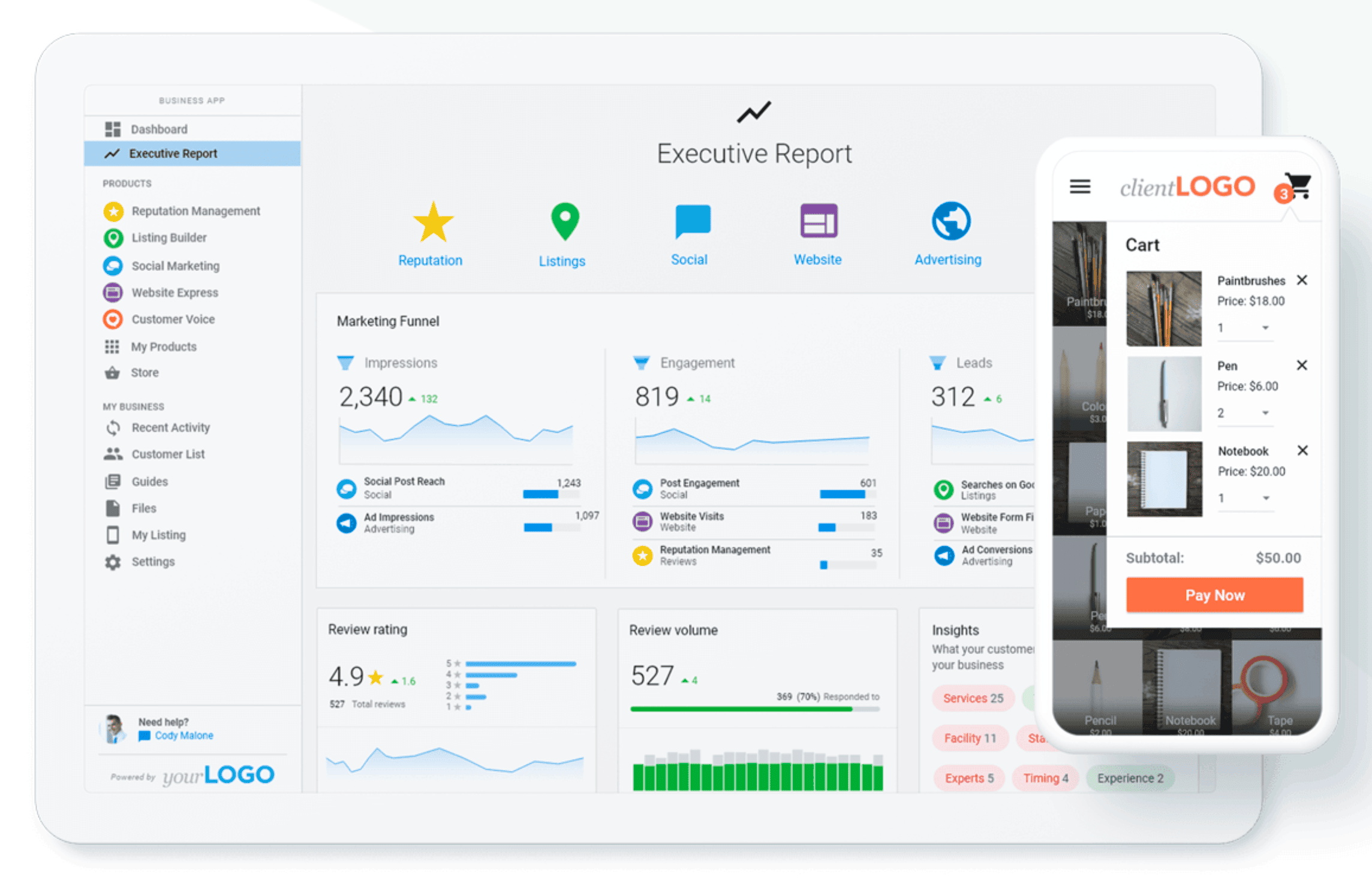 client management app: Vendasta business app