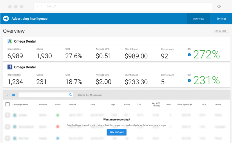 client reporting: Ad Intel Vendasta