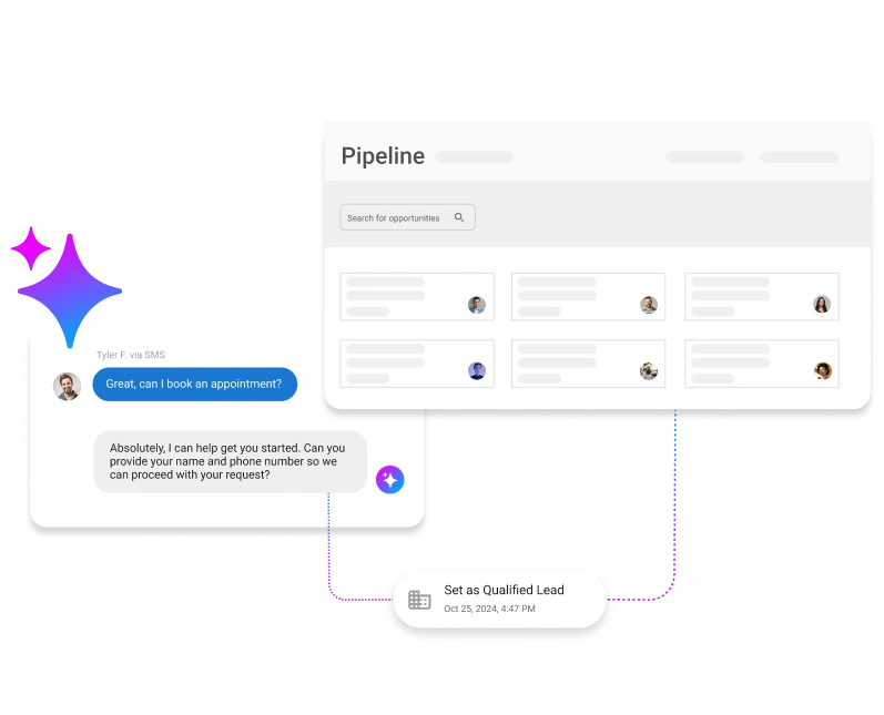 CRM pipeline showing a conversation converted into a qualified lead using AI voice agents.