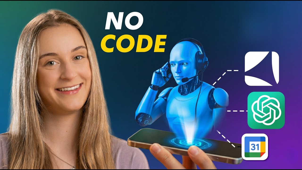 Watch & Learn thumbnail titled No Code showing a live build of a $3,000 AI receptionist using Vendasta, ChatGPT, and a calendar app.