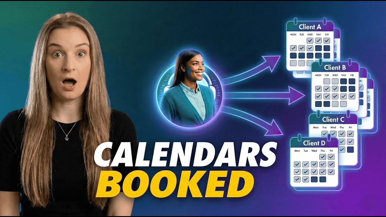 Watch & Learn thumbnail titled Calendars Booked showing an AI receptionist filling multiple client calendars to capture more leads.