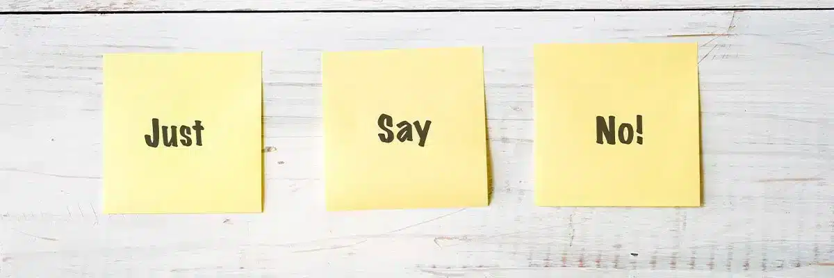 Image with post it notes stating just say no