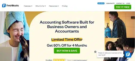 Keeping a website homepage simple and clutter free like the Freshbooks website is one of the top website design tips