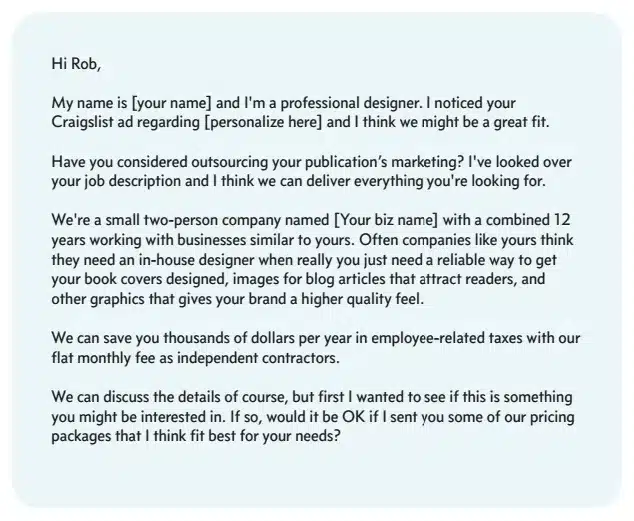 Sample of how to write a cold email that was written well and follows our advice throughout the blog.