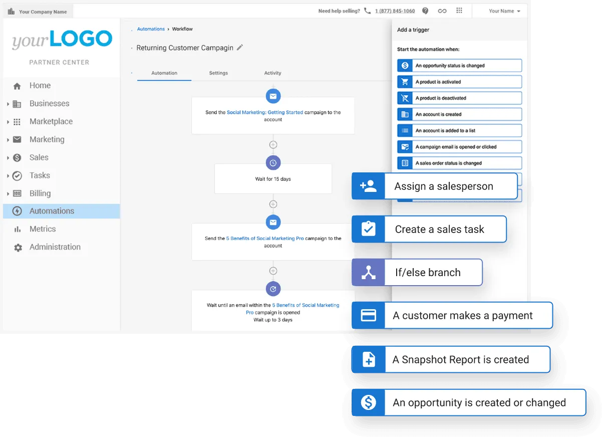 client-communication: automation, vendasta