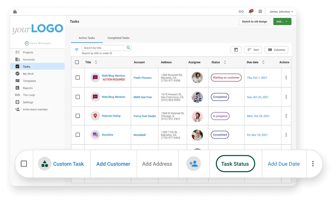 client-communication: task manager, vendasta