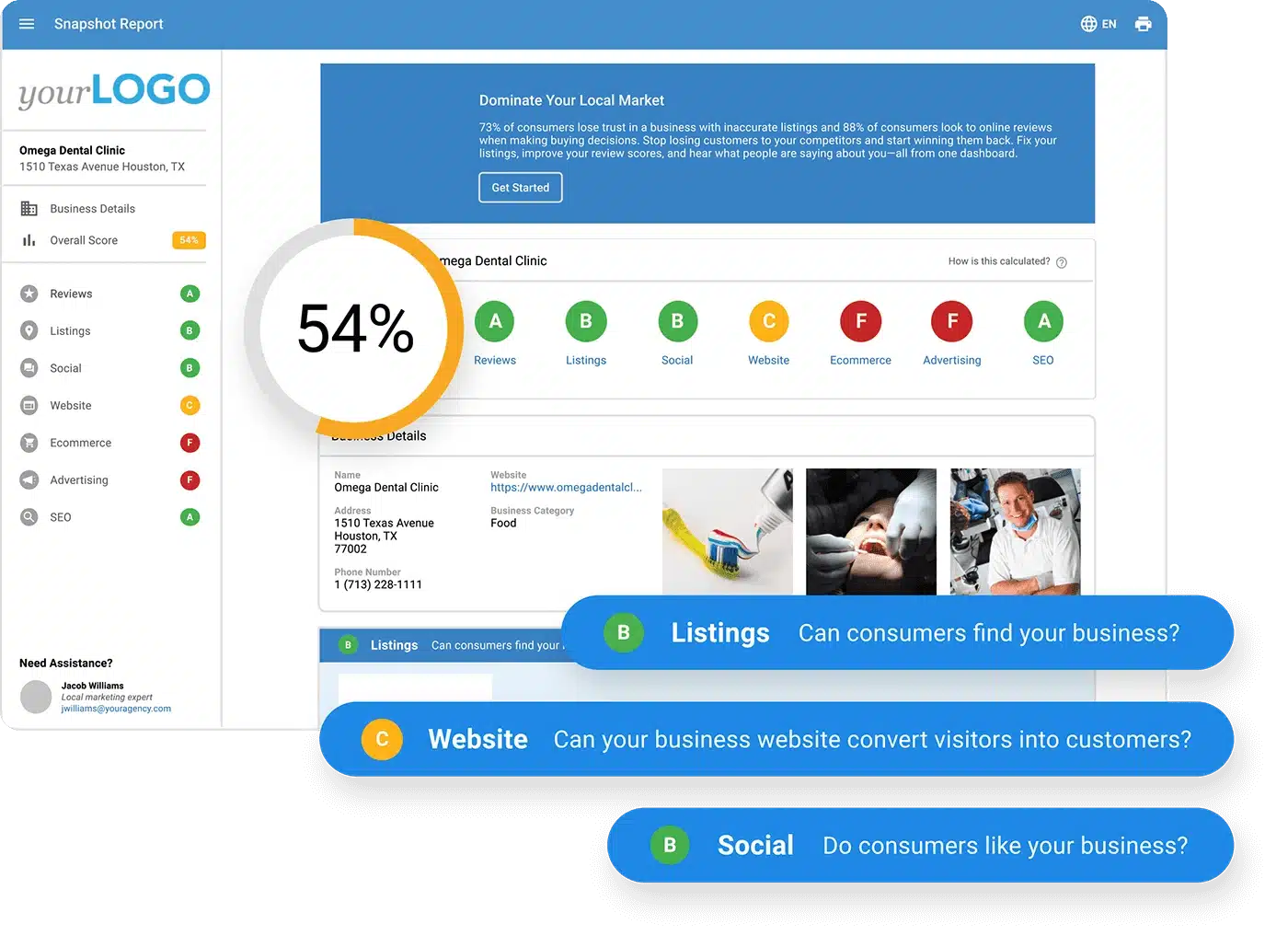 White label platform: Vendasta's Snapshot Report for lead generation